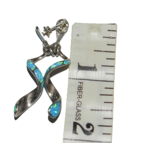 Vintage Andrew Dewa Zuni Signed Spiral Opal Sterling Silver Earrings - Picture 3 of 12